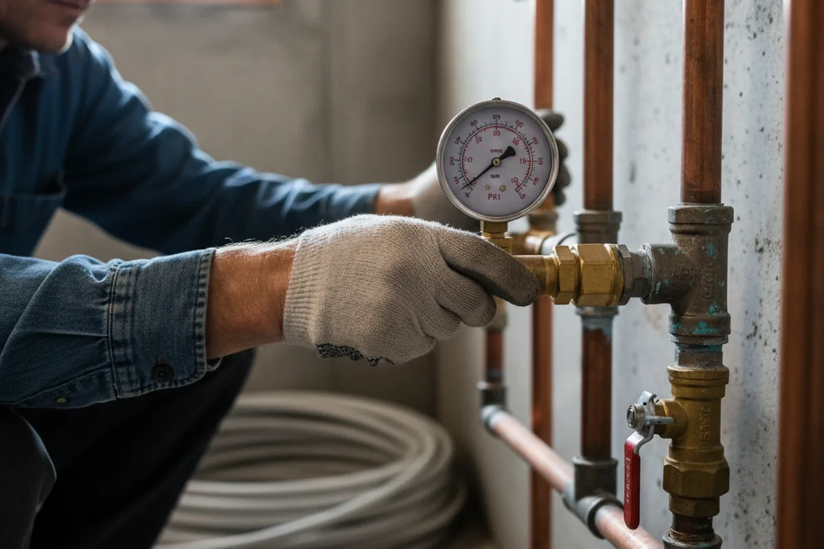 Pressure testing a repaired line during Water Line Repair in Jefferson City